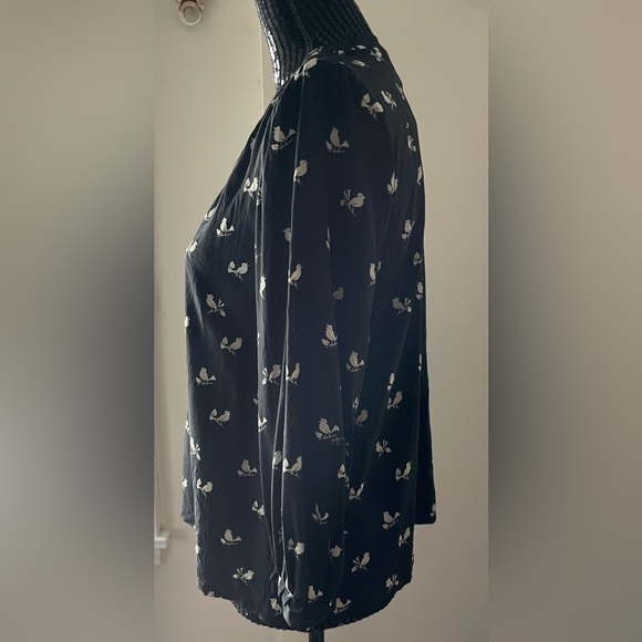 Juicy Couture Black Bird Silk Blouse Size Small - Picture 4 of 13